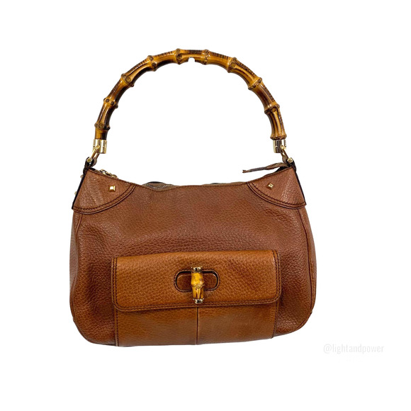 Gucci Handbags - Gucci Bamboo Top Handle Leather Shoulder Bag  EUC